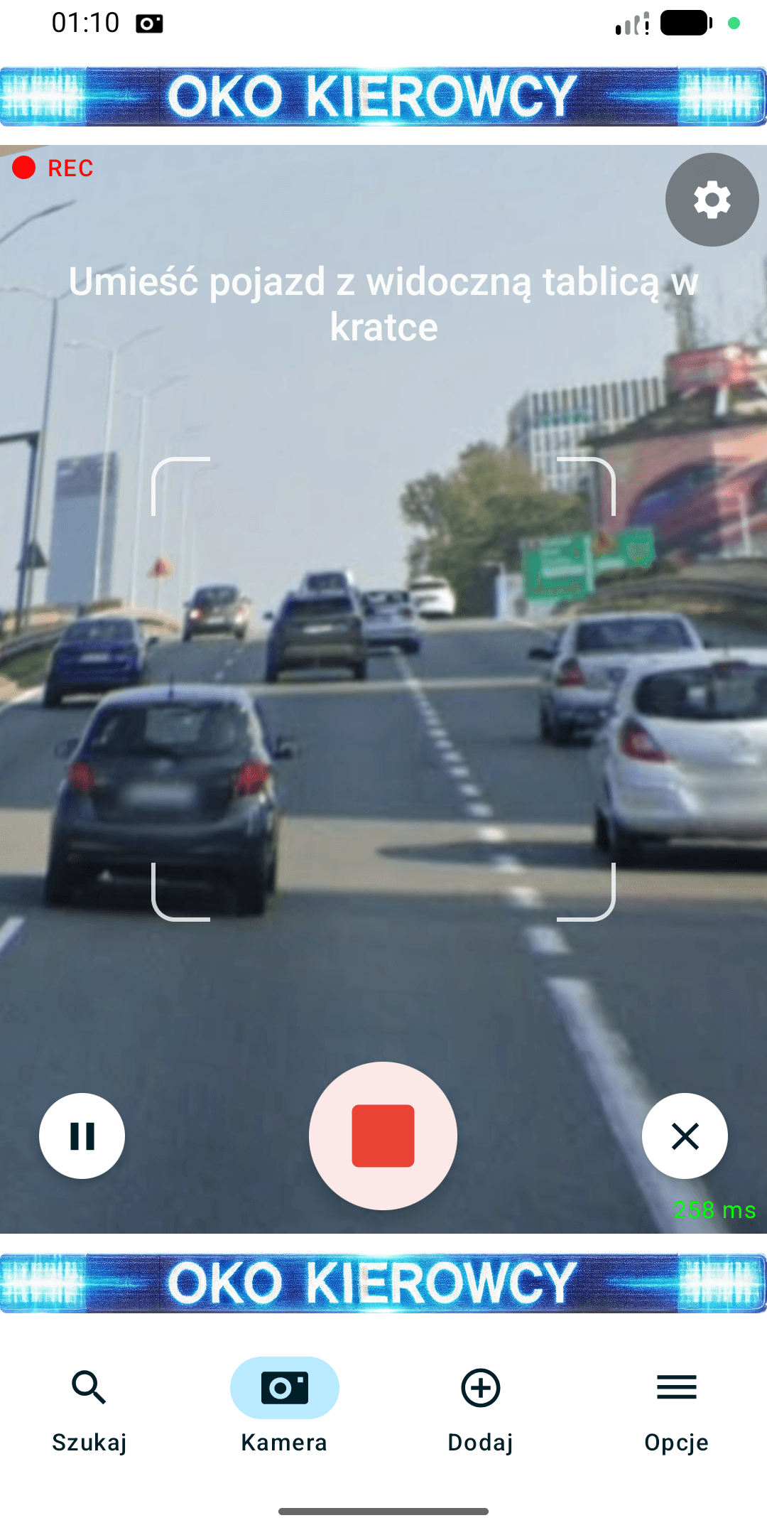 OkoKierowcy - ekran nagrywania